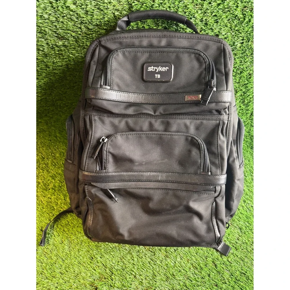 Tumi Alpha 3 Black Ballistic Nylon Leather Trim Backpack Mens Bag MSRP $695